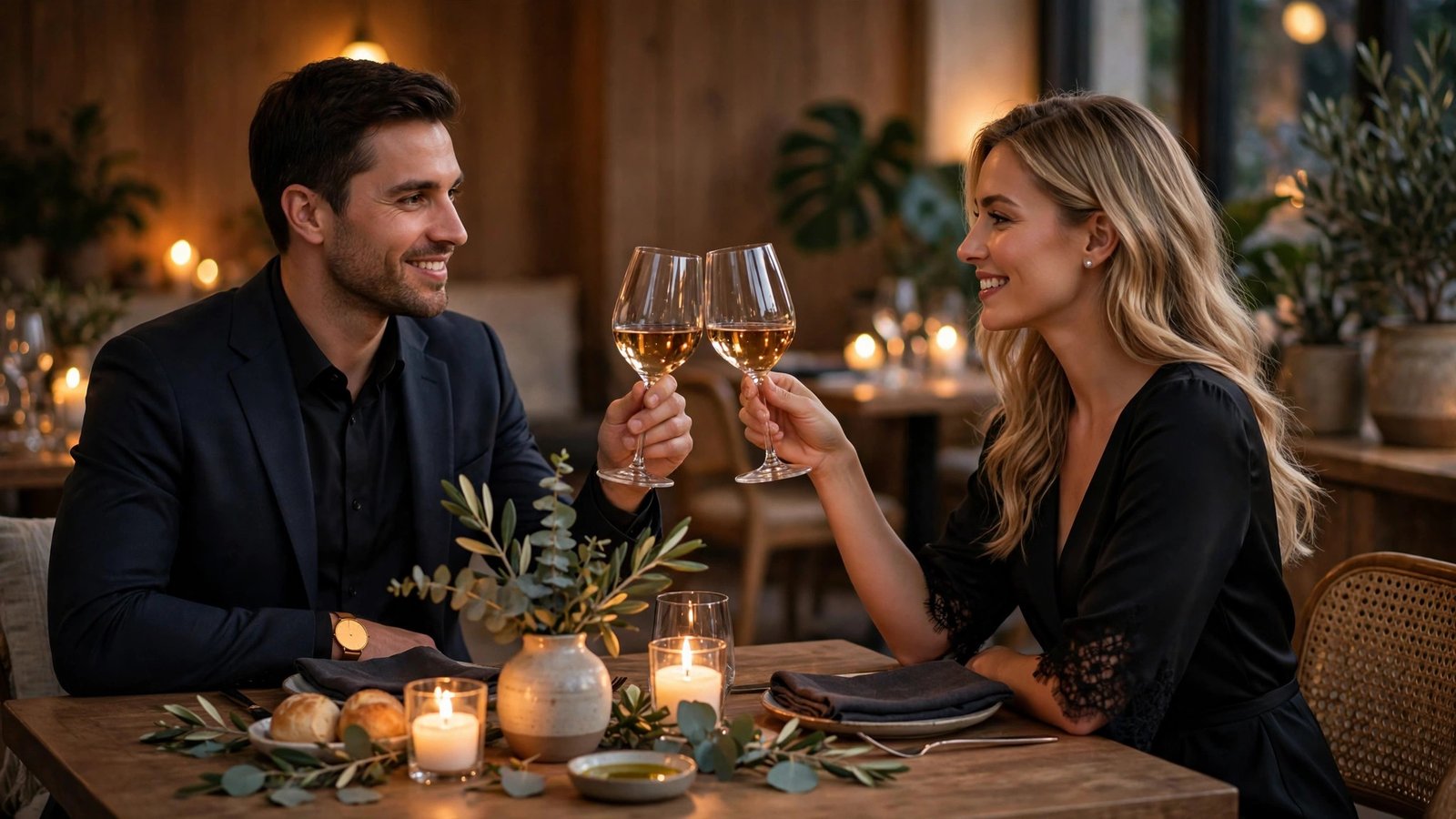 Romantic restaurant date night — what eHarmony vs Match relationships can lead to