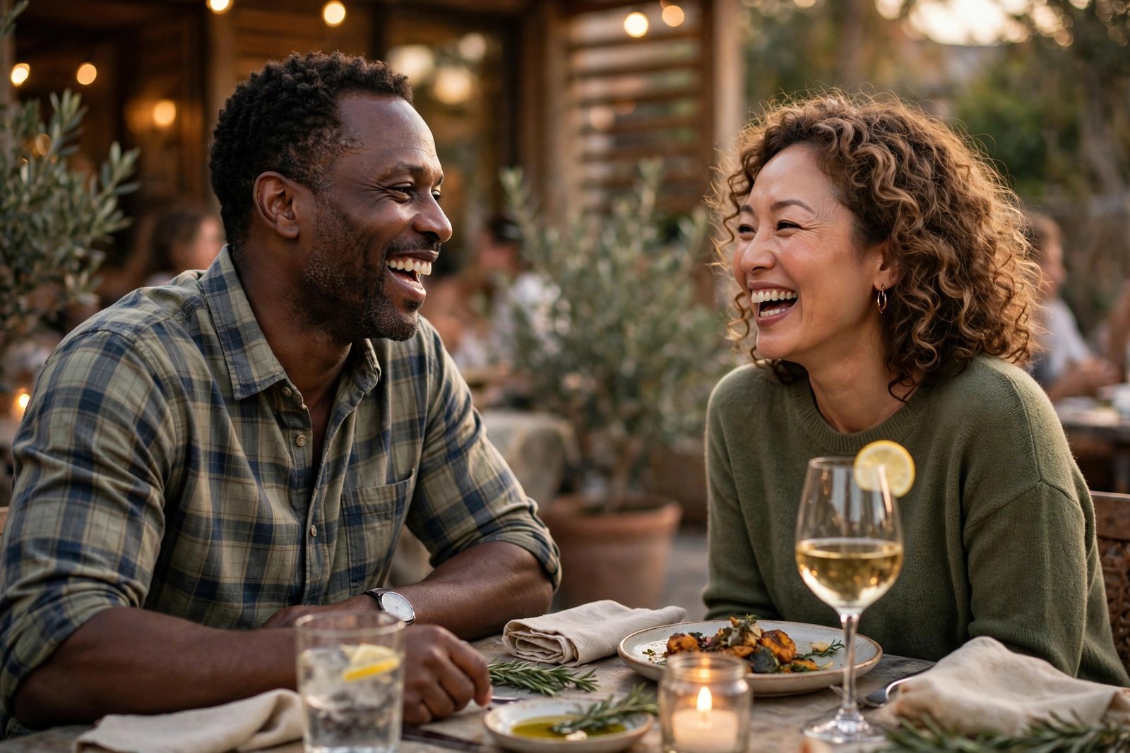 Second chance at love — couple on a date from dating sites for divorced singles