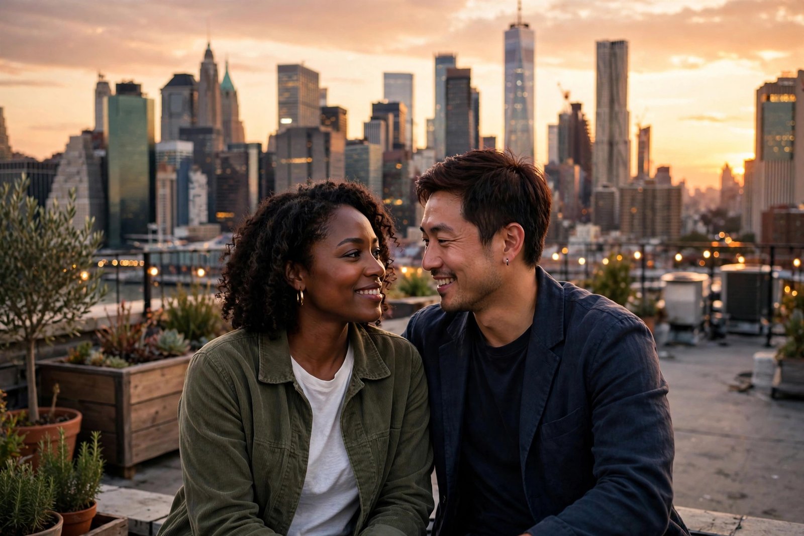 Rooftop date at sunset — best dating sites in NYC for meeting singles